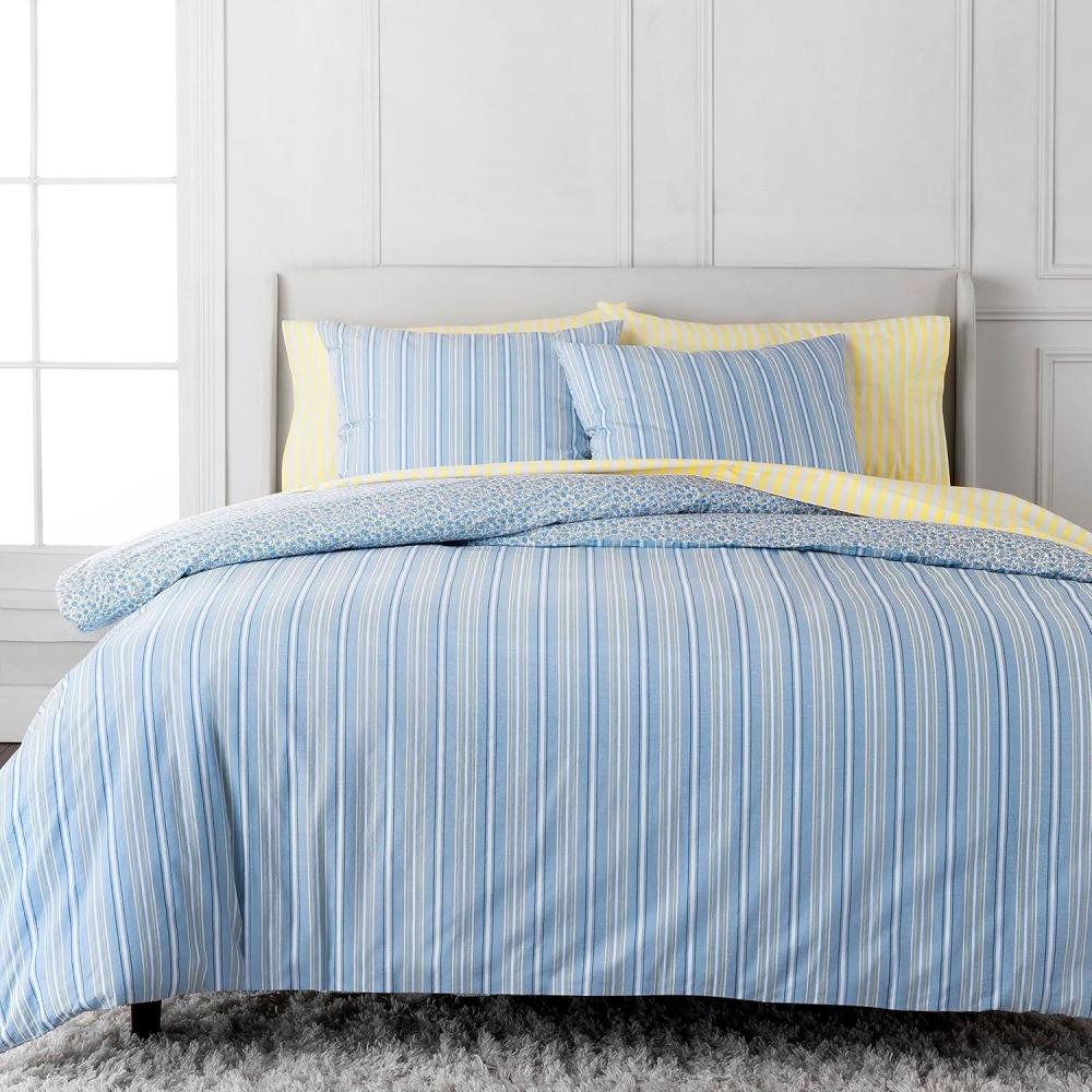 imageMARTHA STEWART Natalie King Size Duvet 3 Piece Set1 Duvet Cover 2 Pillow Shams Crinkle Velvet Texture Soft ampamp Royal Machine Wash 104quotx92quot with Button Closure ChampagneBlue Yellow