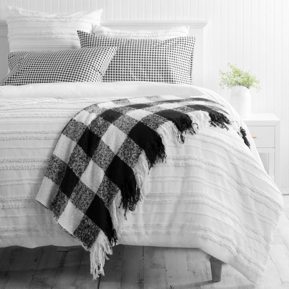 imageMartha Stewart Blanket Quilted Cotton Throw Blanket Incredibly Soft ampamp Oversized Bedding for Couch or Bed Layered Branches Beige 50quot x 70quotBlack