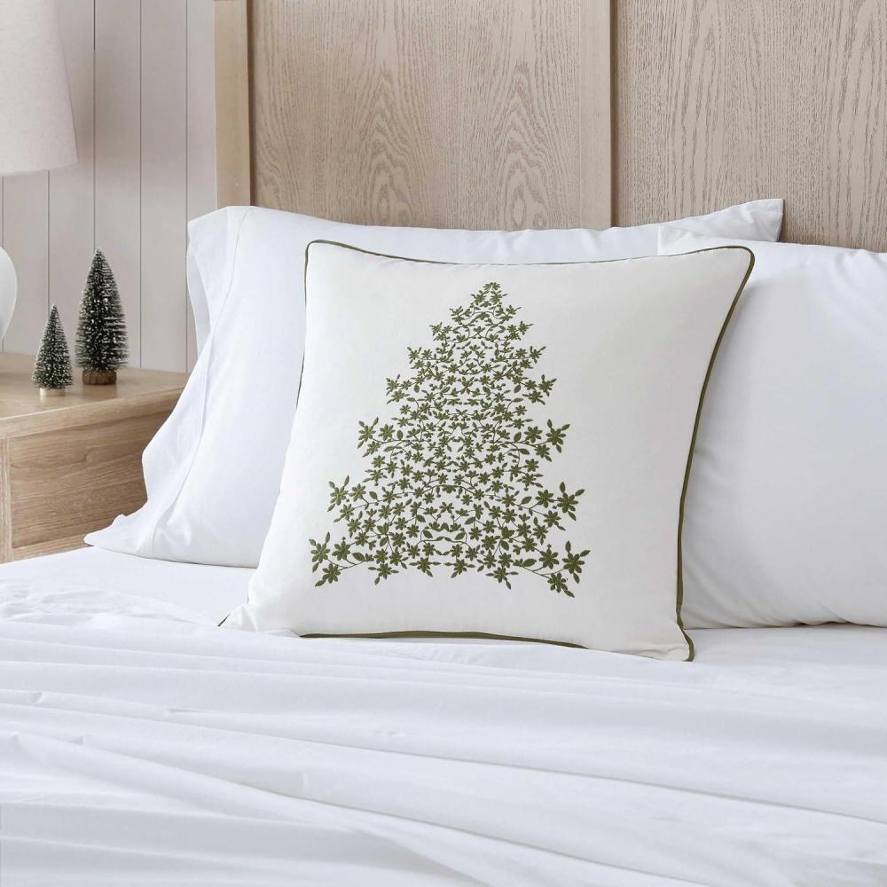 imageMartha Stewart  Decorative Pillow Square Throw Pillow with Hidden Zipper Closure Oversized Accent Cushion for Bed or Couch Bedford Bow Green 20quot x 20quotHoliday Tree Green