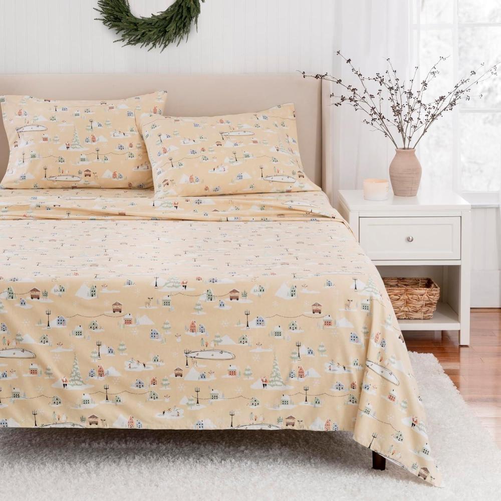 imageMartha Stewart Flannel Sheets Full Size AntiPilling ampamp Wrinkle Resistant Cotton Touchably Soft for AllSeason Comfort Matching Pillowcases ampamp Fitted Sheet Wreaths ampamp Mistletoe GreenHoliday Winter Wonderland Santa Claus