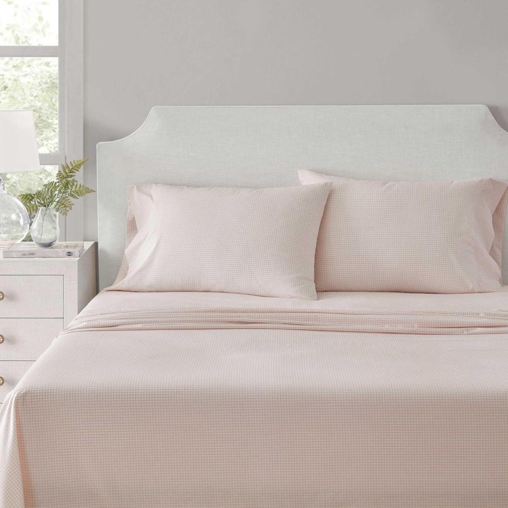 imageMartha Stewart Full Size Sheets Set Crisp ampamp Tailored Cooling Sheets wa Naturally Smooth Cotton Percale Lightweight Feel Bed Sheets with Matching Pillowcases ampamp Fitted Sheet Small Gingham PinkSmall Gingham Pink