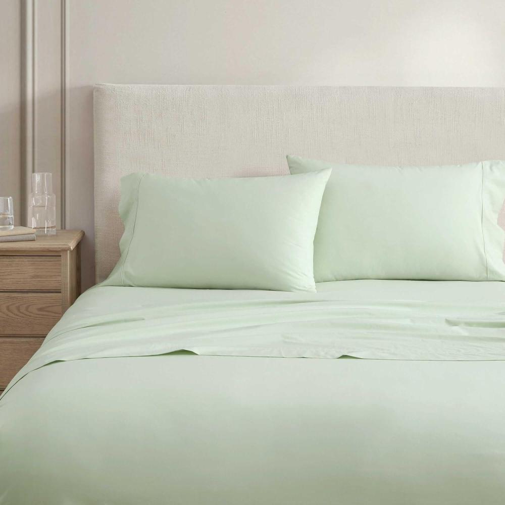 imageMartha Stewart  Full Size Sheets Set Crisp ampamp Tailored Cooling Sheets wa Naturally Smooth Cotton Percale Lightweight Feel  Bed Sheets with Matching Pillowcases ampamp Fitted Sheet Skylands Solid BlueSkylands Solid Green