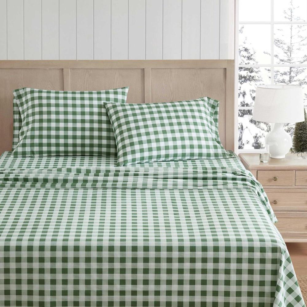 imageMartha Stewart Full Size Sheets Set Crisp ampamp Tailored Cooling Sheets wa Naturally Smooth Cotton Percale Lightweight Feel Bed Sheets with Matching Pillowcases ampamp Fitted Sheet Small Gingham PinkMadison Gingham Green