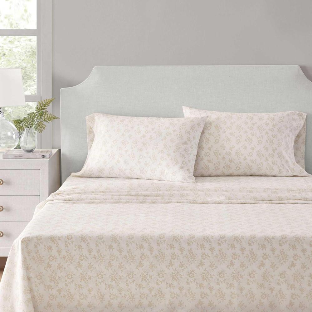 imageMartha Stewart Full Size Sheets Set Crisp ampamp Tailored Cooling Sheets wa Naturally Smooth Cotton Percale Lightweight Feel Bed Sheets with Matching Pillowcases ampamp Fitted Sheet Small Gingham PinkFloral White