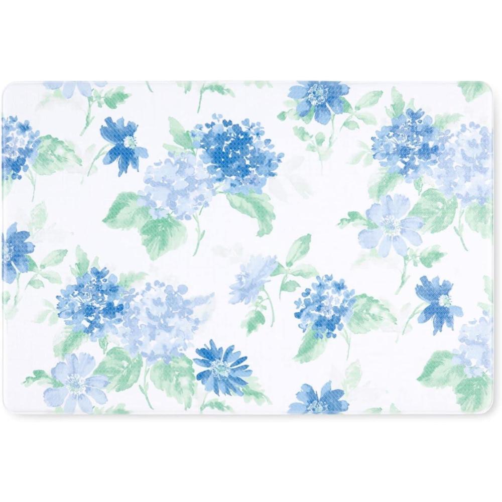 imageMartha Stewart Amber Floral Daisy Stripe Reverisble Water Resistant Kitchen Mat BluePurple 20quotx30quotBluePurpleGreen