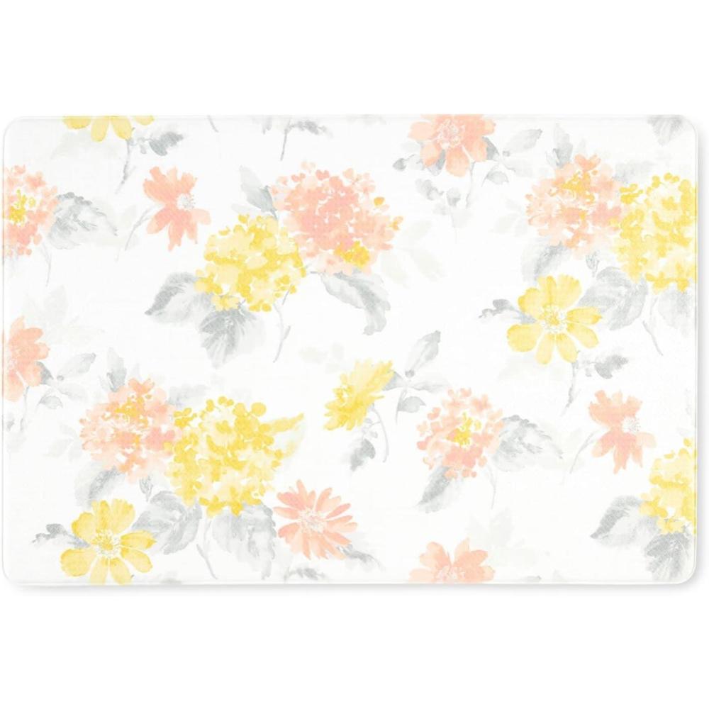 imageMartha Stewart Amber Floral Daisy Stripe Reverisble Water Resistant Kitchen Mat BluePurple 20quotx30quotYellowCoralGrey