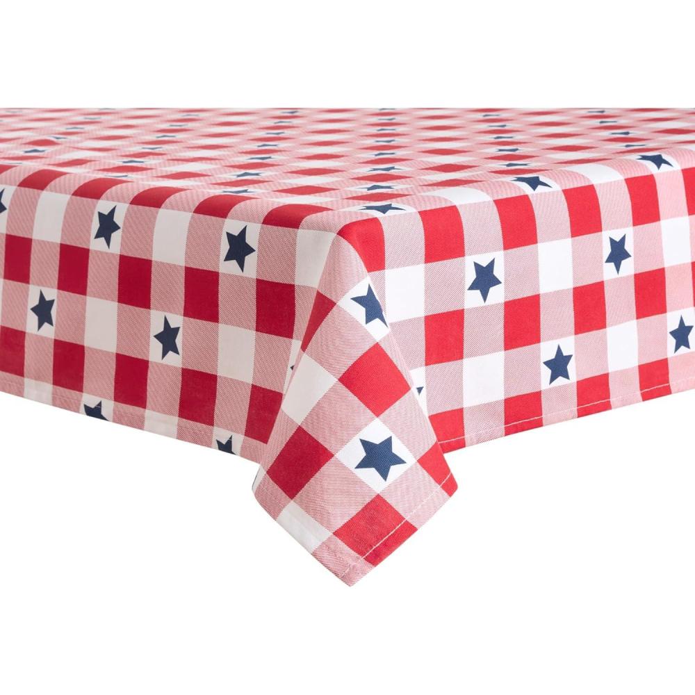 imageMartha Stewart Americana Star Gingham Plaid Indoor Tablecloth Patriotic USA America Decor RedWhiteBlue 60quotx84quot102 x 60 Rectangular