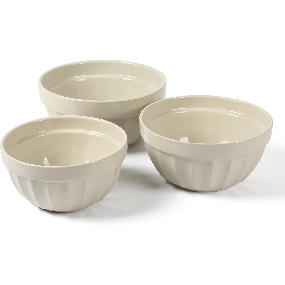 imageMartha Stewart Broadbrook 3 Piece 4 Qt 28 Qt 21 Qt Stoneware Bowl Set Sharkey Grey