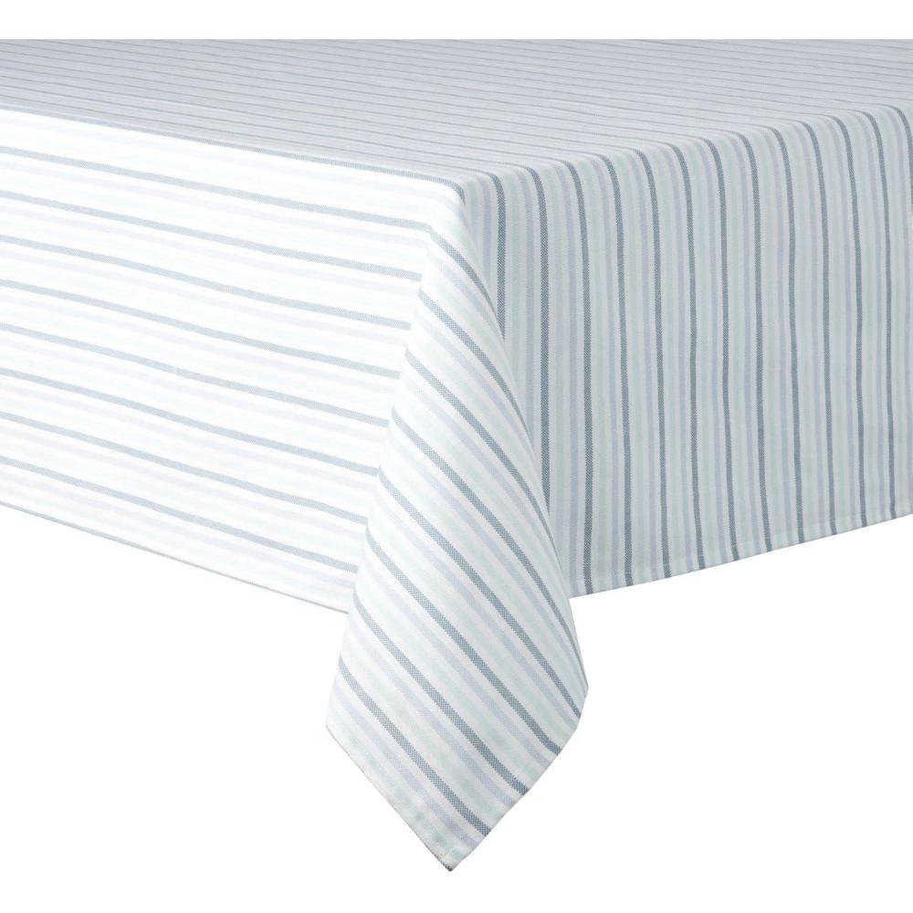 imageMartha Stewart Daisy Stripe Tablecloth Single Pack BeigeBrown 60quotx84quotBlue