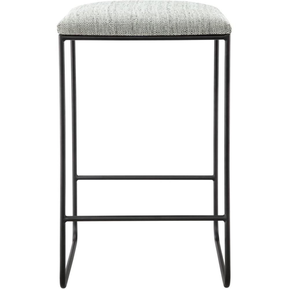 imageMartha Stewart Delaney Upholstered MidCentury Modern Counter Stool with Turn Legs Footrest and Kickplate for Kitchen Island Chairs Dining Room Furniture Home Bar BlueHastings