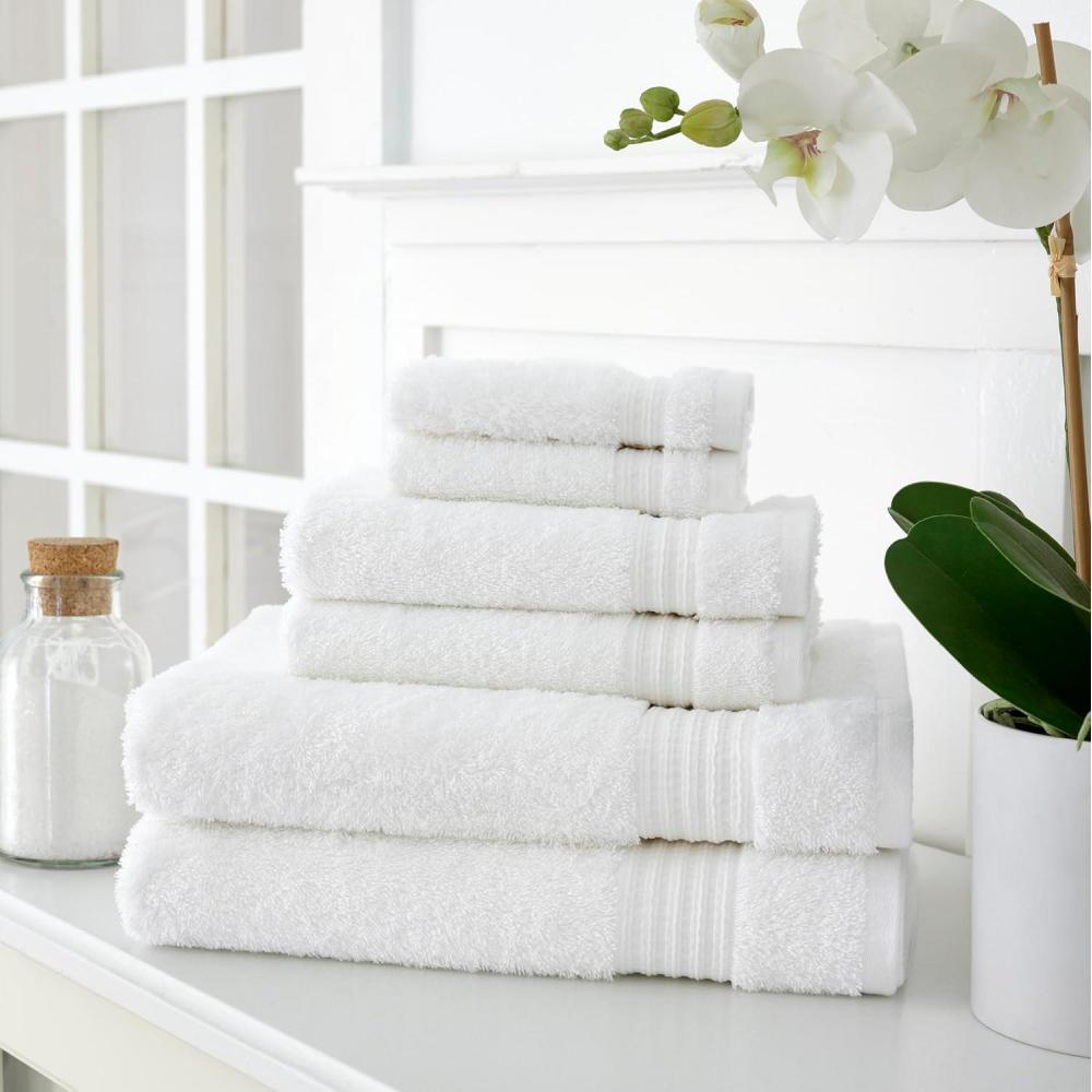 imageMartha Stewart Egyptian Cotton Bath Towels Set  6 Piece 2 Bath Towels  2 Hand Towels  2 Washcloths Absorbent Bathroom Towels Bathroom Essentials ButterNew White