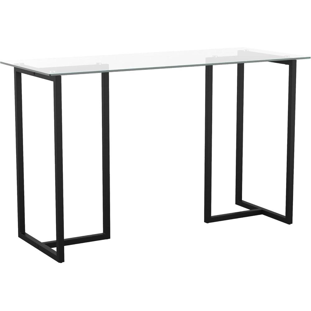 imageMartha Stewart Eli Home Office Desk with Glass Top and Steel Frame Polished BrassClear TopOil Rubbed Bronze Frame