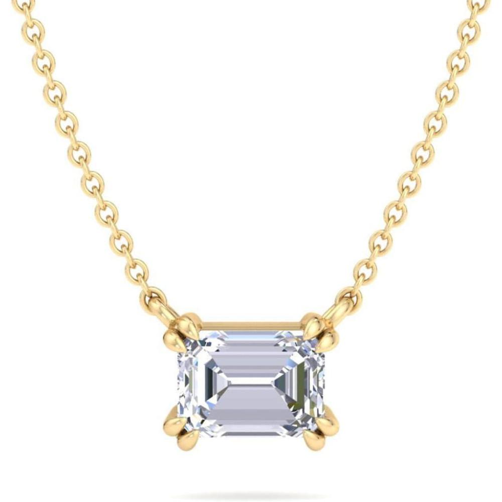 imageMartha Stewart Emerald Cut Lab Grown Diamond Solitaire Necklace in 14 Karat Gold Lab Grown Diamond Necklaceyellowgold