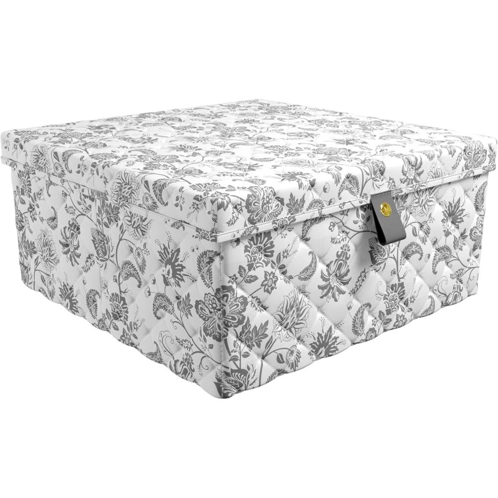 imageMartha Stewart Essential Collapsible Stackable Decorative Home Storage Organization With Lidded Tops Lidded Storage Organizer Bedford FloralBedford Floral