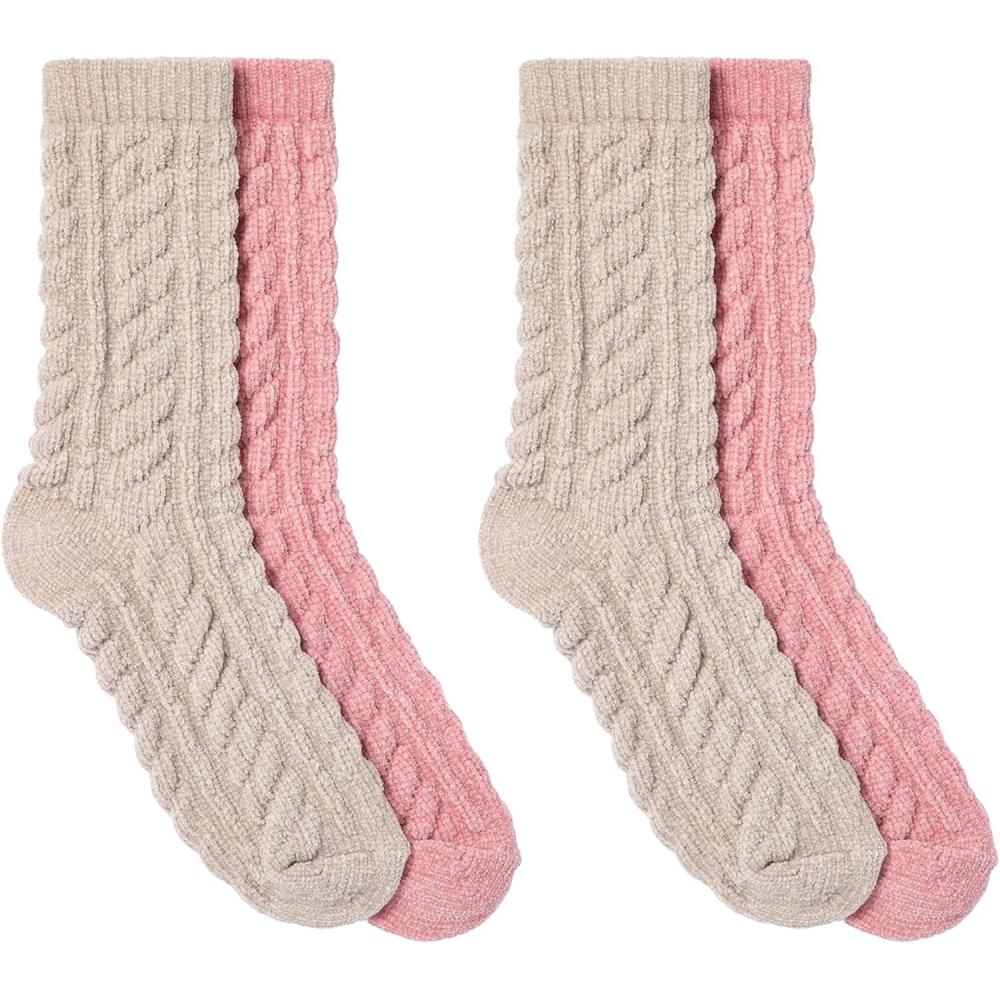 imageMartha Stewart Fuzzy Socks For Women Warm And Cozy For Winter Perfect For Home CableGreyPink