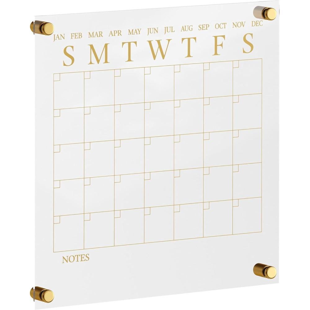imageMartha Stewart Grayson Acrylic Wall Calendar and Notes Board with Dry Erase Marker Clear with Black Print Set of 2ClearGold
