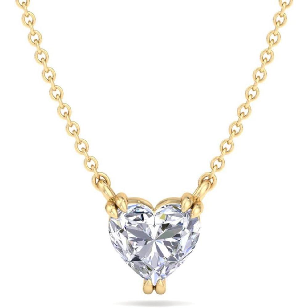 imageMartha Stewart Heart Shape Lab Grown Diamond Solitaire Necklace in 14 Karat Gold Lab Grown Diamond Necklaceyellowgold