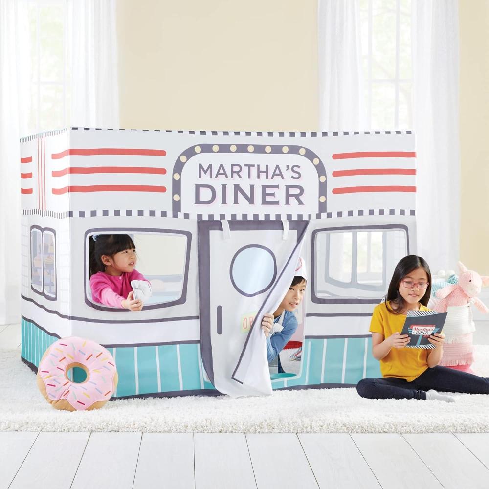 imageMartha Stewart Kids Diner Play Tent  Indoor ampamp Outdoor Large Kids Playhouse for Imaginative Games Pretend Play in Classroom or HomeDiner Play Tent