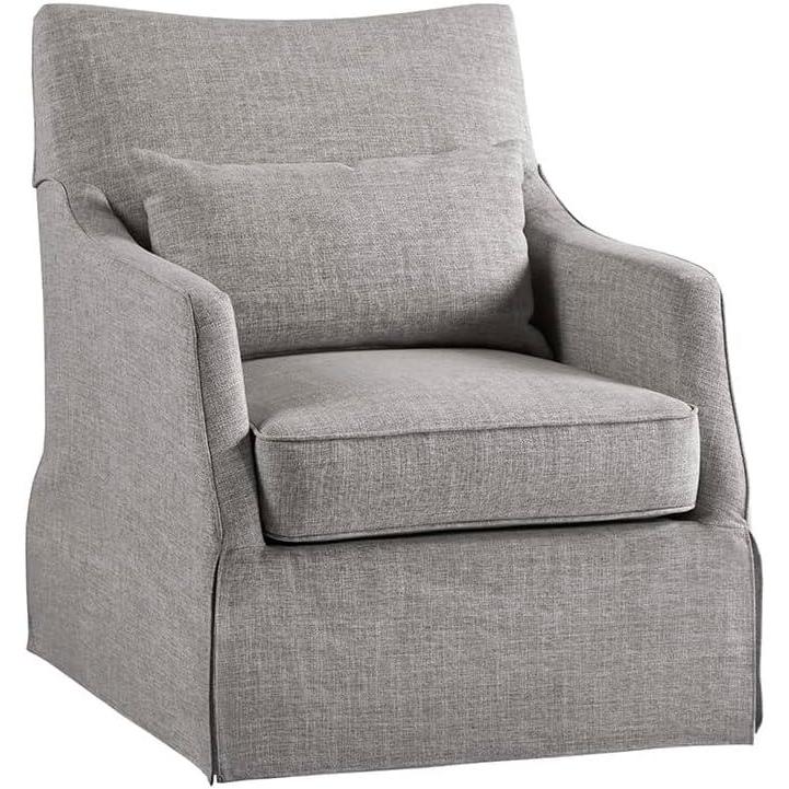 imageMartha Stewart London Swivel Chair Solid Wood ampamp Plywood Skirted Metal Base Accent Armchair Lumbar Pillow Modern Classic Family Room Sofa Furniture Bedroom Lounge 28quotX315quotX3525quot GreyGrey