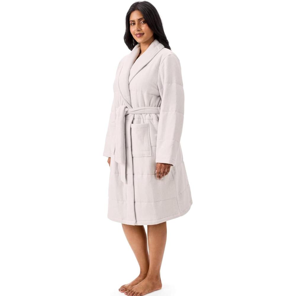 imageMartha Stewart MidLength Puffer Robe for Women  Cozy Quilted Sleepwear for Lounging or Layering