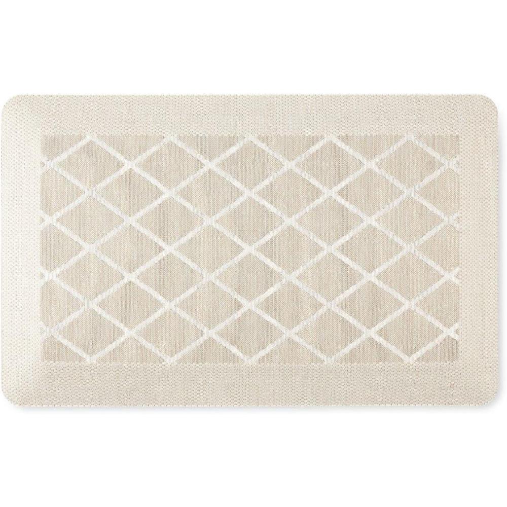 imageMartha Stewart Miles Modern Diamond AntiFatigue AirInfused Kitchen Mat Spice Red 196quotx32quotBeige