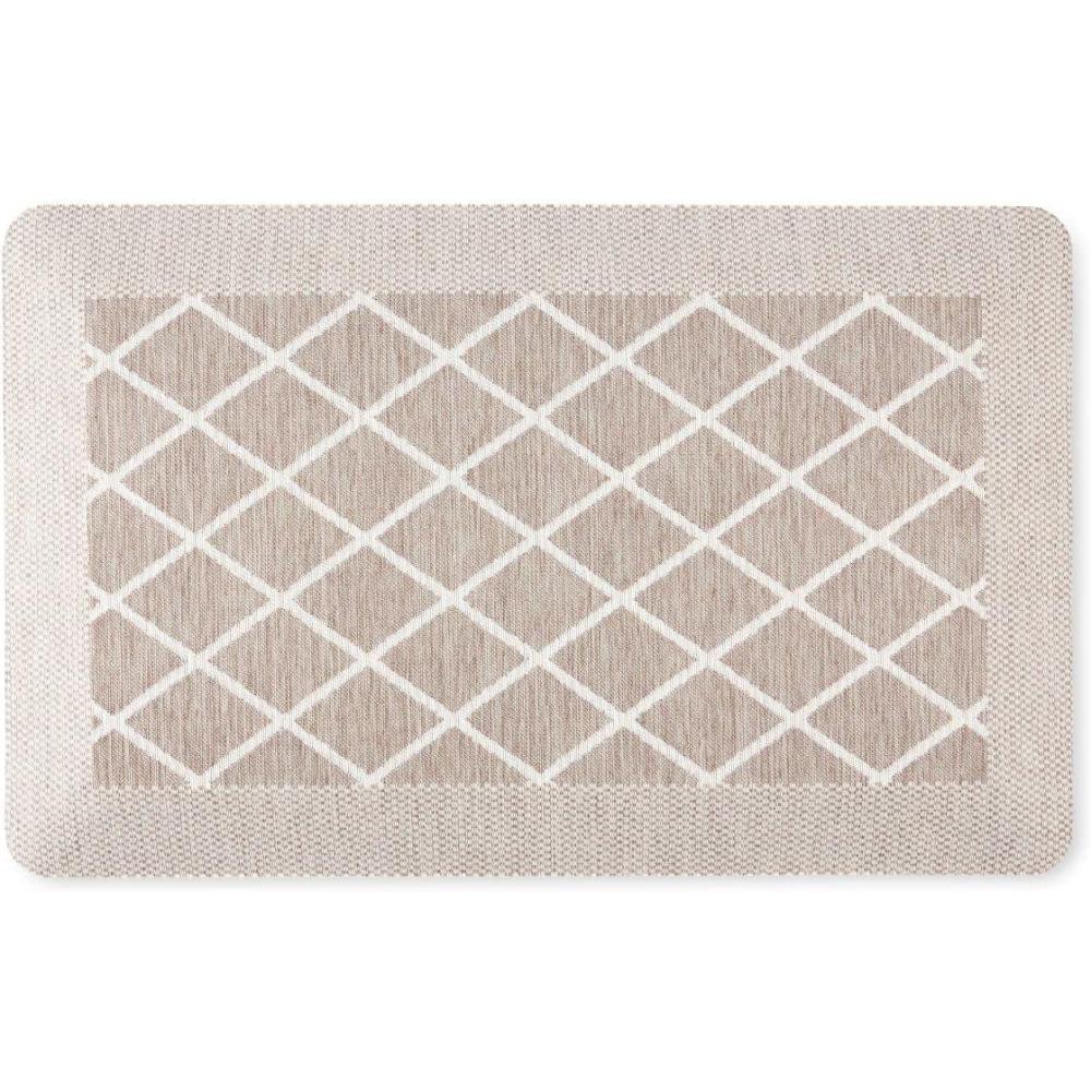imageMartha Stewart Miles Modern Diamond AntiFatigue AirInfused Kitchen Mat Spice Red 196quotx32quotCoffee Brown