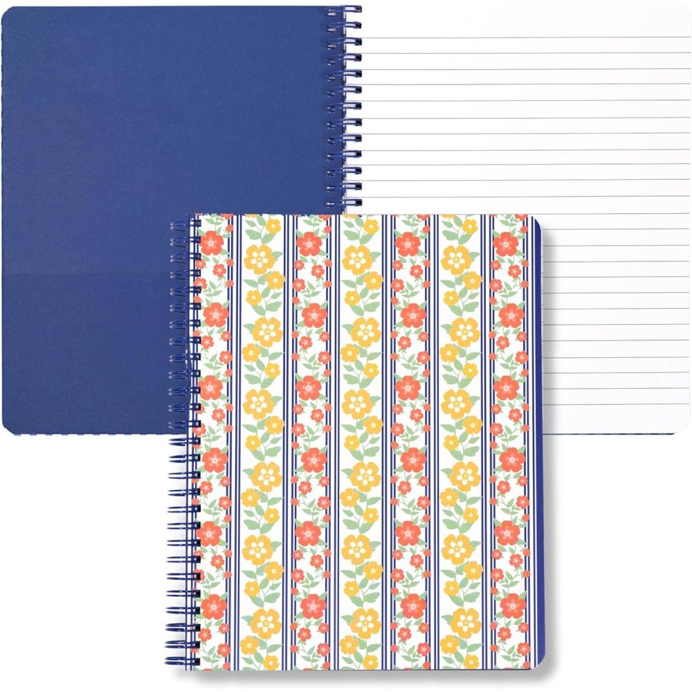 imageMartha Stewart Mini Spiral Notebook 7quotx9quot Journaling Notebook with 160 Lined Pages and Perforated TearOuts Convenient Interior Pocket for Notes Floral Stripe