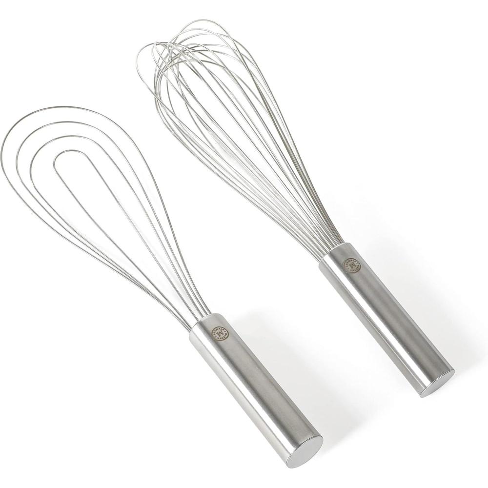 imageMartha Stewart Richburn 2pc 12quot Stainless Steel Balloon ampamp Flat Whisk  Satin Finish