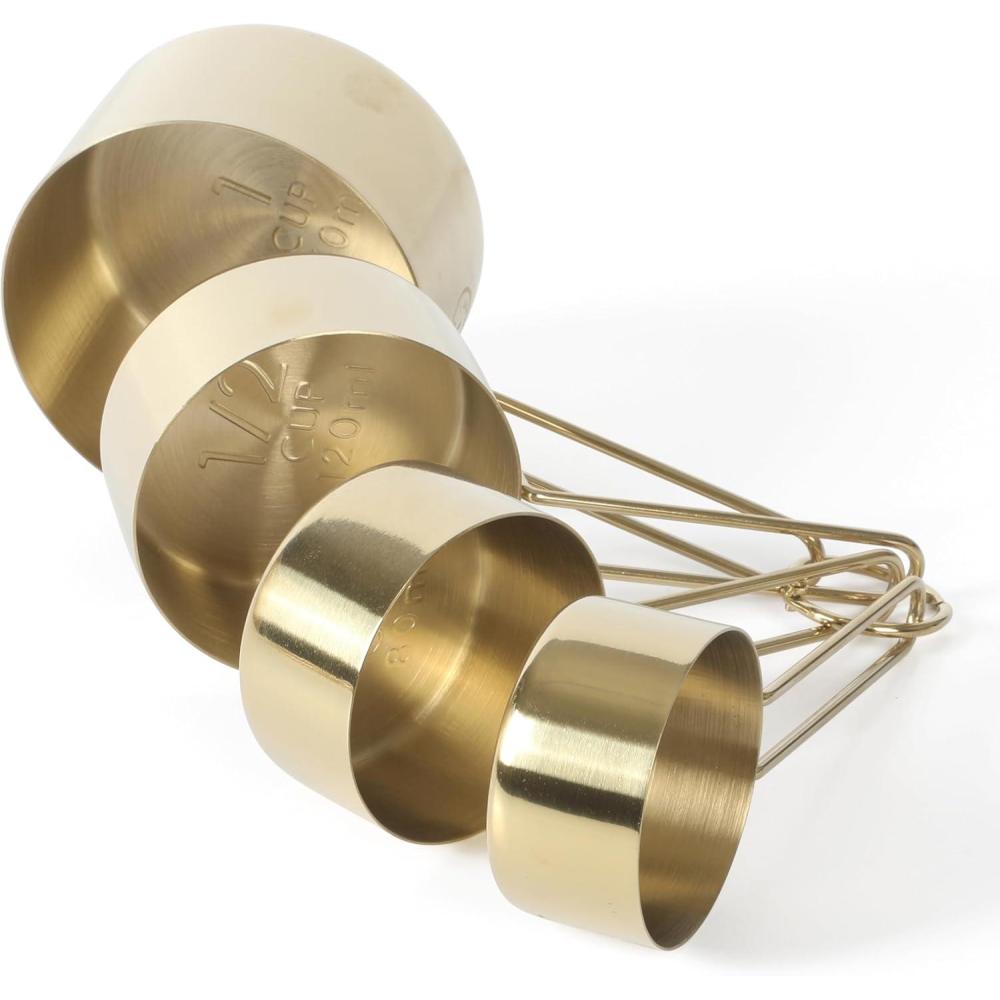 imageMartha Stewart Richburn 4Piece Gold Stainless Steel Measuring Cup Set  Durable and Stylish Kitchen Measuring Tools for Baking and CookingGold