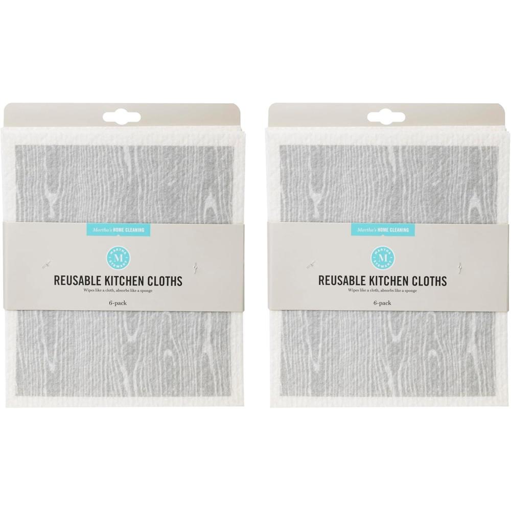 imageMartha Stewart Swedish Kitchen Absorbent Sponge Dish Cloths Polka Dots 8 CountFaux Bois