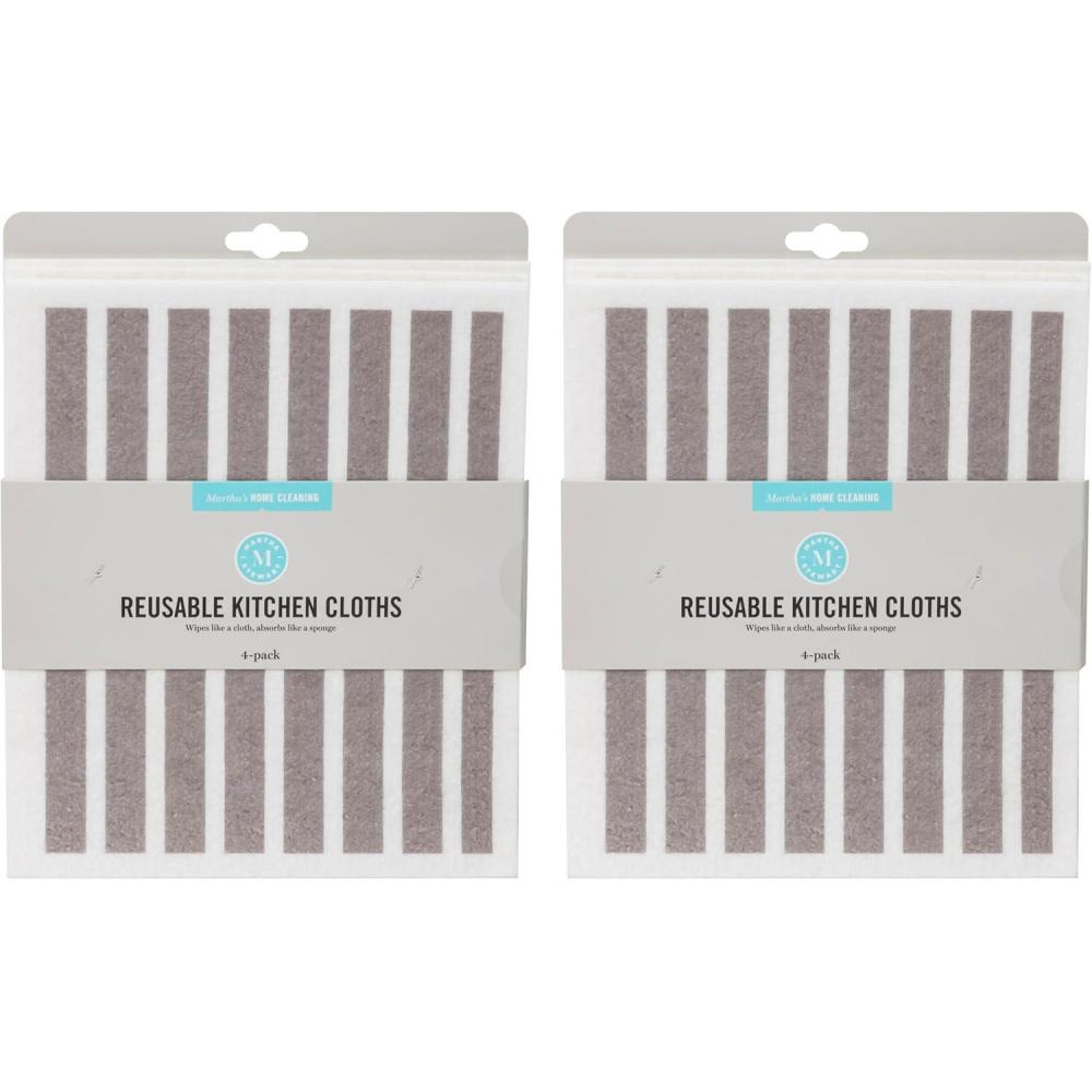 imageMartha Stewart Swedish Kitchen Absorbent Sponge Dish Cloths Polka Dots 8 CountGrey Stripes