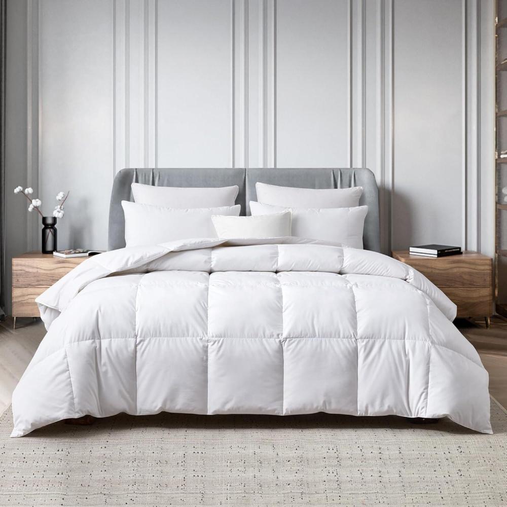 imageMartha Stewart Tencel LyocellCotton Blend White Goose Feather and Down Fiber Comforter Medium Weight All Season Warmth Twin SizeTwin