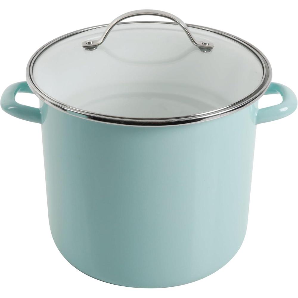 imageMartha Stewart Thayer 8Quart Enamel On Steel Scratch Resistant Stock Pot wLid Martha BlueMartha Blue