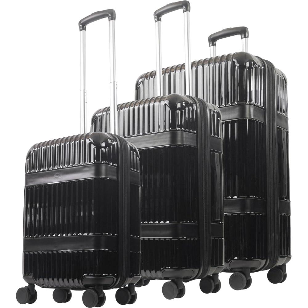imageMartha Stewart The Bedford 22 Inch Carry On Luggage Hardshell Rolling Suitcase with Spinner Wheels SilverBlack