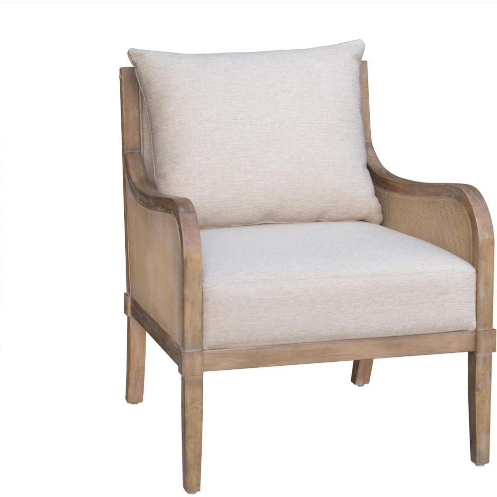 imageMartha Stewart Whitney Accent Chair for Living Room Bedford Collection Solid Wood Frame Plush 675quot Thick Seat Cushion Removable Backrest Rustic Farmhouse Furniture Bedroom Chair 27quot W NaturalReclaimed Natural