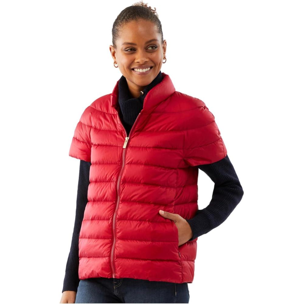 imageMartha Stewart Womens Puffy Down Vest Lightweight Casual Short Sleeve Vest Jacket Quilted Outerwear with PocketsLadybug Red