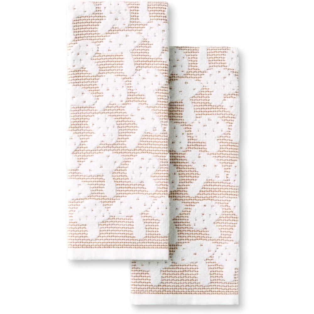 imageMartha Stewart Woodland Harvest Jacquard Leaves Kitchen Towel 2Pack Set 100 Cotton with Absorbent Honeycomb Texture Decorative Kitchen Towels Green 16quotX28quotBrown