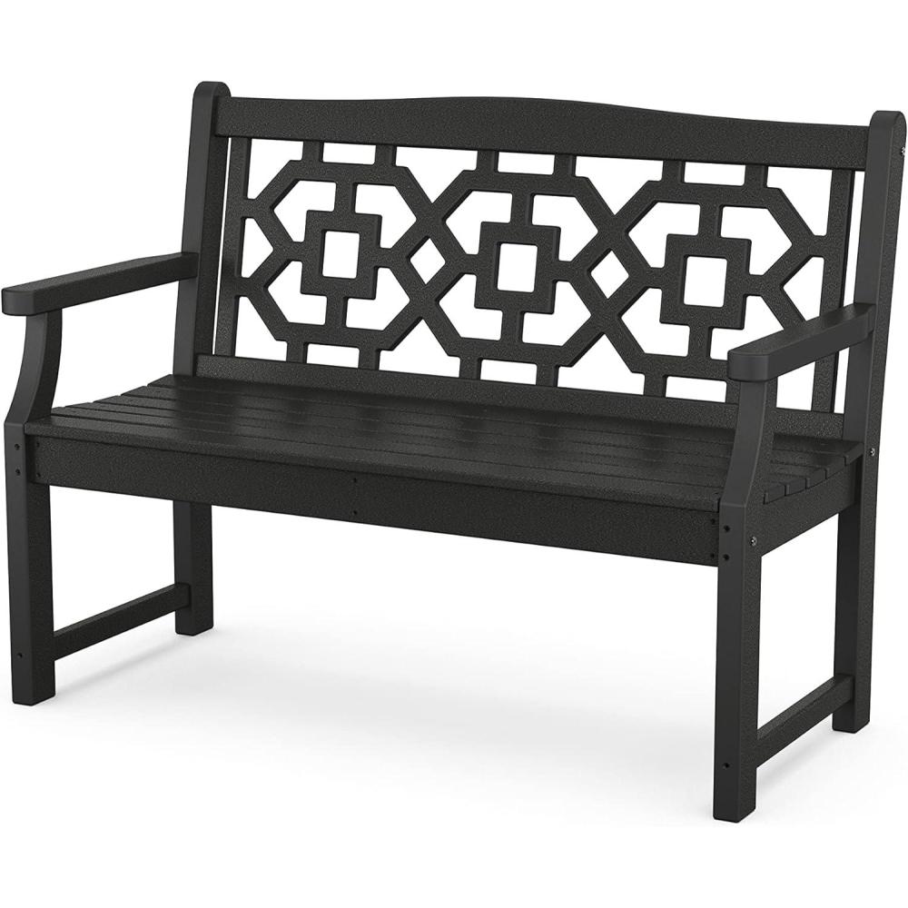 imageMartha Stewart by POLYWOOD Chinoiserie 48 Garden Bench in WhiteBlack