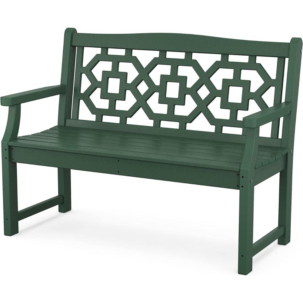 imageMartha Stewart by POLYWOOD Chinoiserie 48 Garden Bench in WhiteGreen