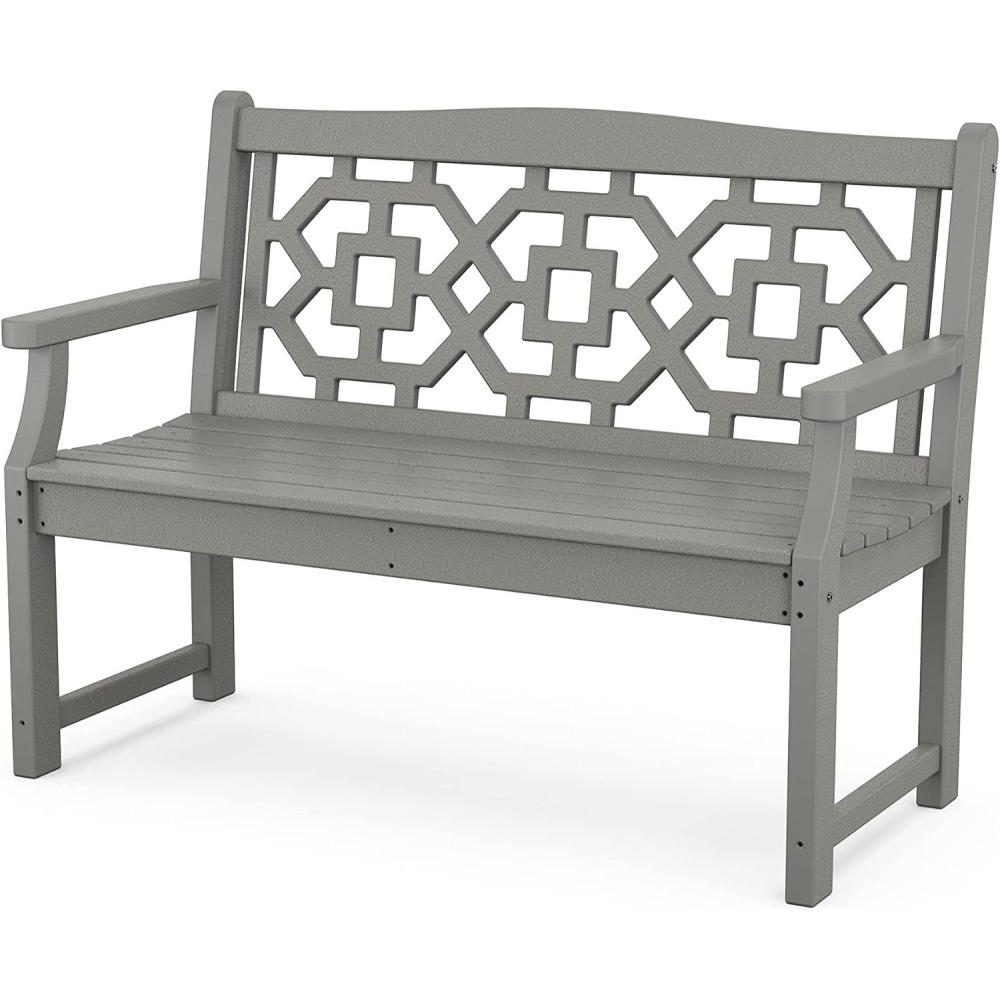 imageMartha Stewart by POLYWOOD Chinoiserie 48 Garden Bench in WhiteSlate Grey