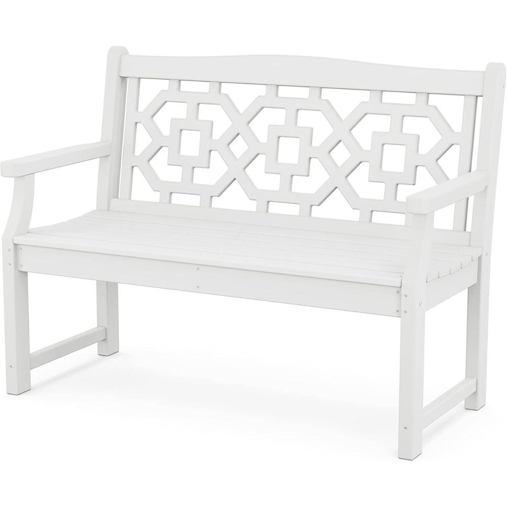 imageMartha Stewart by POLYWOOD Chinoiserie 48 Garden Bench in WhiteWhite