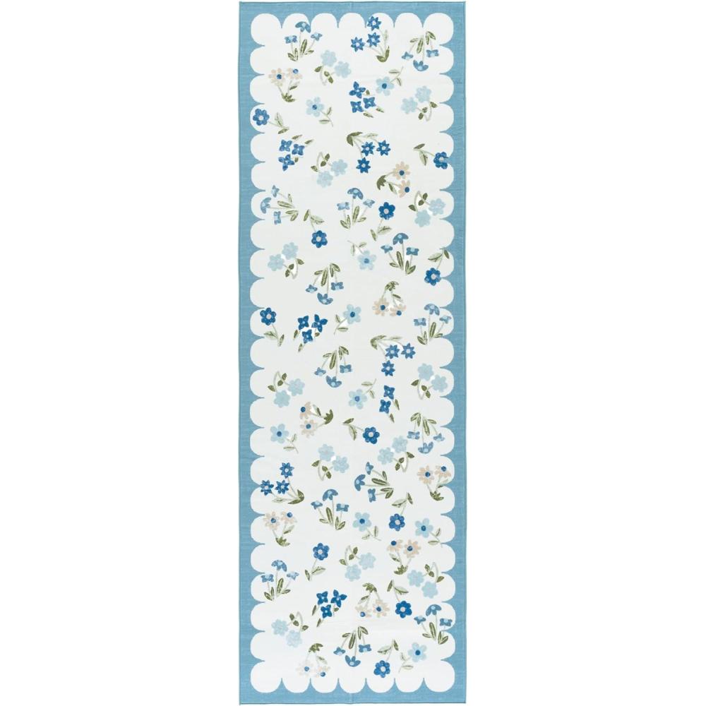 imageMartha Stewart x SAFAVIEH Machine Washable Area Rug Collection  5 x 8 Ivory ampamp Light Blue Slip Resistant ampamp Easy Cleaning Ideal for Ideal for Living Room Bedroom Dining Space MSRW198AIvoryLight Blue