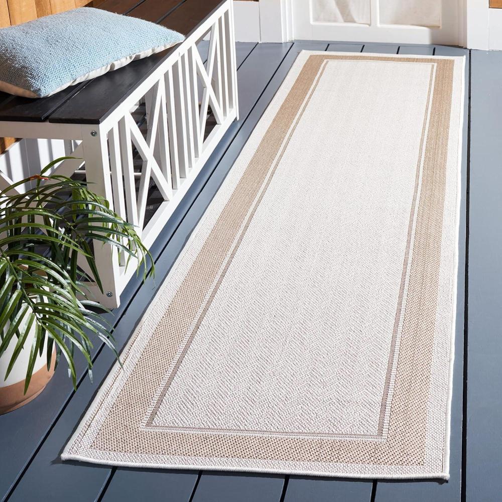imageMartha Stewart x SAFAVIEH Outdoor Area Rug Collection  55quot x 77quot Ivory ampamp Beige Weather Resistant ampamp Washable Ideal for Patio Backyard Mudroom Deck Dining Space MSRO317BIvoryBeige