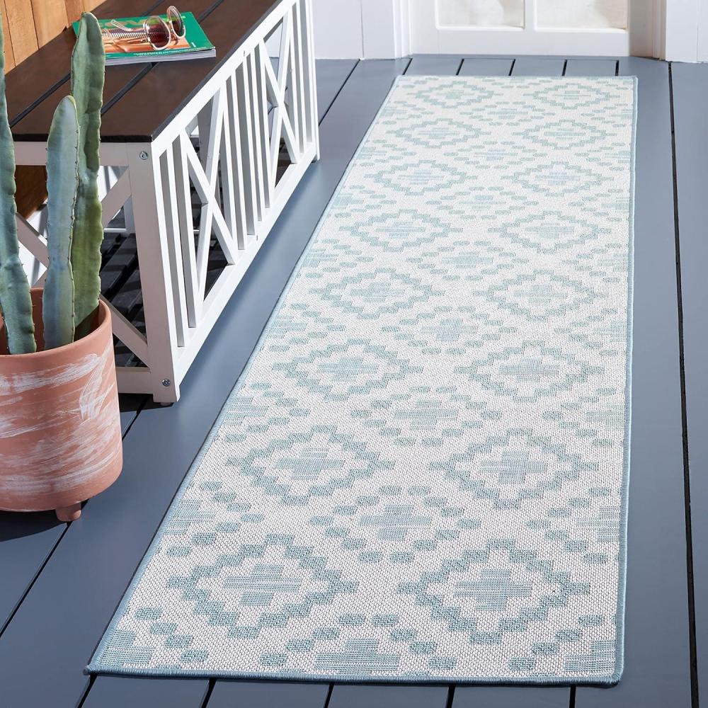 imageMartha Stewart x SAFAVIEH Outdoor Area Rug Collection 67quot x 87quot Ivory ampamp Grey Weather Resistant ampamp Washable Ideal for Patio Backyard Mudroom Deck Dining Space MSRO307FIvoryGrey