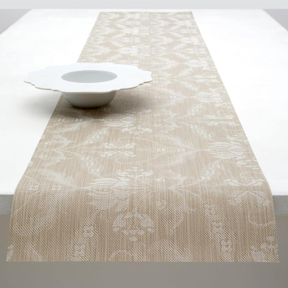 imageMartha by Martha Stewart  Chilewich Damask Table Runner in Abalone  Easy Care Woven Textile  IndoorOutdoor  StainFade Resistant  14quot x 72quotFlax