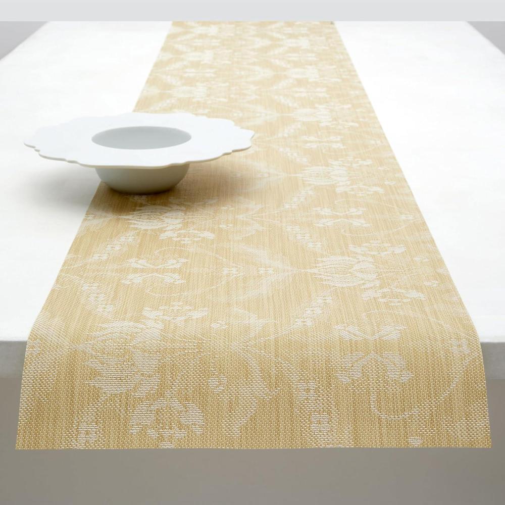 imageMartha by Martha Stewart  Chilewich Damask Table Runner in Abalone  Easy Care Woven Textile  IndoorOutdoor  StainFade Resistant  14quot x 72quotWheat