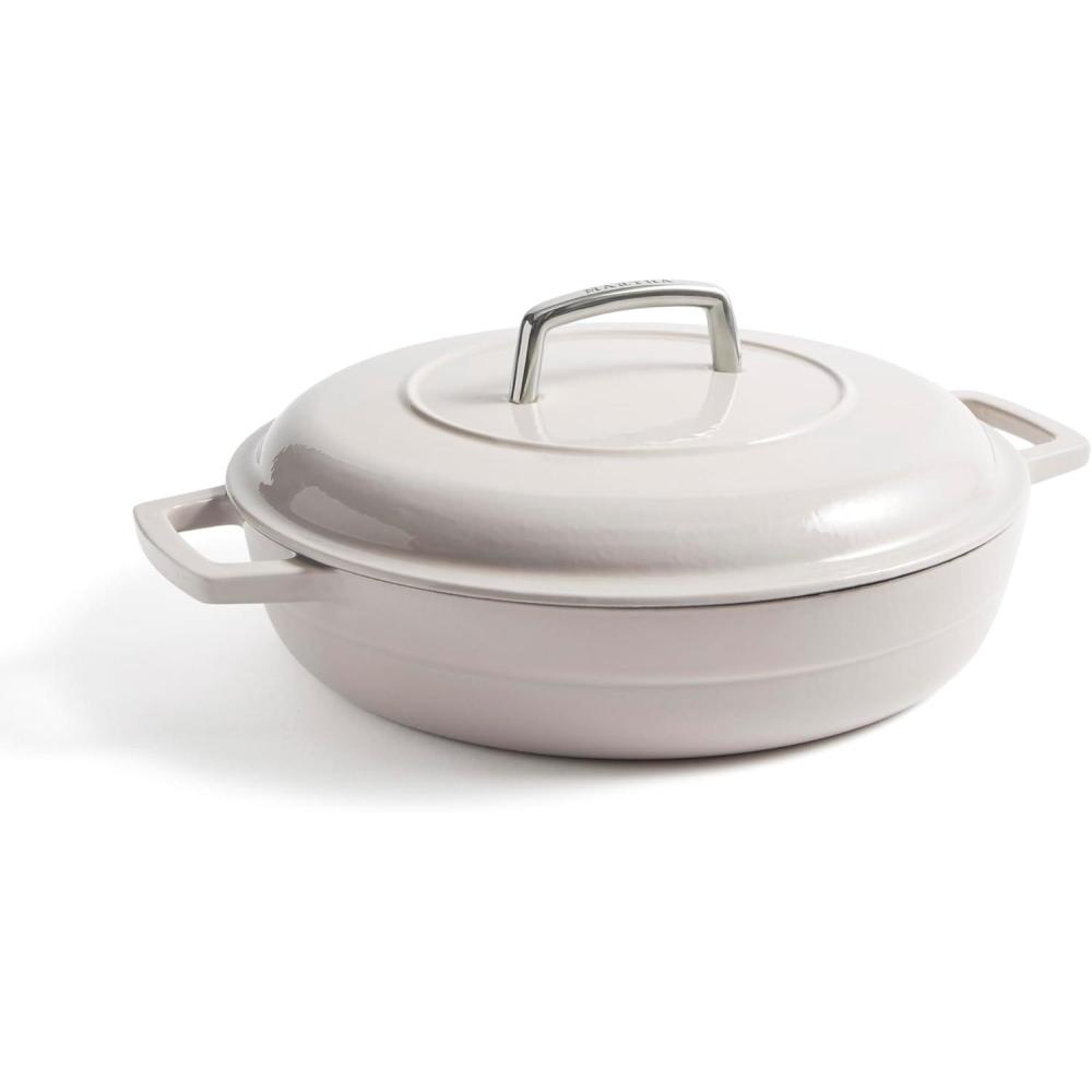 imageMartha by Martha Stewart 7 QT European Enameled Cast Iron Dutch Oven wLid  GanacheCobblestone