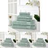 MARTHA STEWART 100% Cotton Bath Towels Set Of 6 Piece, 2 Bath Towels, 2 Hand Towels, 2 Washcloths, Quick Dry Towels, Soft & Absorbent, Bathroom Essentials, Light Gray(Sage)