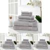 MARTHA STEWART 100% Cotton Bath Towels Set Of 6 Piece, 2 Bath Towels, 2 Hand Towels, 2 Washcloths, Quick Dry Towels, Soft & Absorbent, Bathroom Essentials, Light Gray(Silver)
