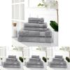 MARTHA STEWART 100% Cotton Bath Towels Set Of 6 Piece, 2 Bath Towels, 2 Hand Towels, 2 Washcloths, Quick Dry Towels, Soft & Absorbent, Bathroom Essentials, Light Gray(Dark Gray)